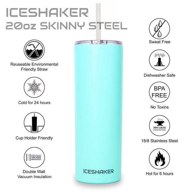 Ice Shaker 20oz Skinny Steel Tumbler - White